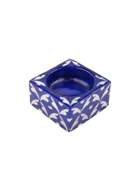 Blue Pottery Candle Holder Set Of 2pcs.